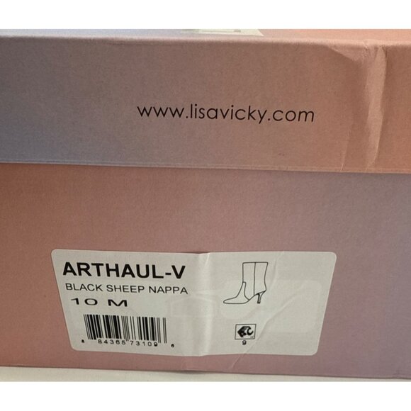 Lisa Vicky Women's Boots Black Leather Pointed Toe Stiletto Mid Calf Size 10 - Picture 13 of 13